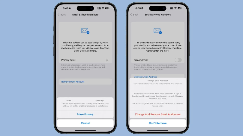 宣化苹果手机维修分享苹果 iOS 18.1 支持设置“主要”邮箱地址并更改 iCloud 邮箱 
